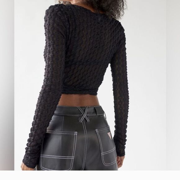 Urban Outfitters Two pcs popcorn knit wrap tops black and pink size L NWT - Picture 2 of 11